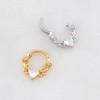 HINGED CLICKER SEGMENT RING FEATURING A VINE, ROSE, AND CLEAR HEART CZ 316L SURGICAL STEEL